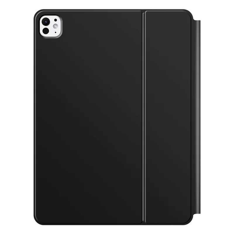 For iPad Pro 11 (2025) / 11 (2024) Smart Pogo Pin Direct Connection Keyboard (German Layout) + Leather Tablet Case - Black