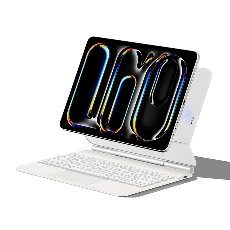 For iPad Pro 11 (2025) / 11 (2024) Smart Pogo Pin Direct Connection Keyboard (French Layout) + Leather Tablet Case - White