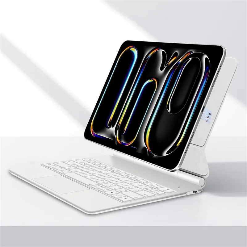 For iPad Pro 11 (2025) / 11 (2024) Smart Pogo Pin Direct Connection Keyboard (French Layout) + Leather Tablet Case - White