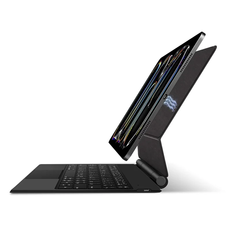 For iPad Pro 11 (2025) / 11 (2024) Smart Pogo Pin Direct Connection Keyboard (Japanese Layout) + Leather Tablet Case - Black