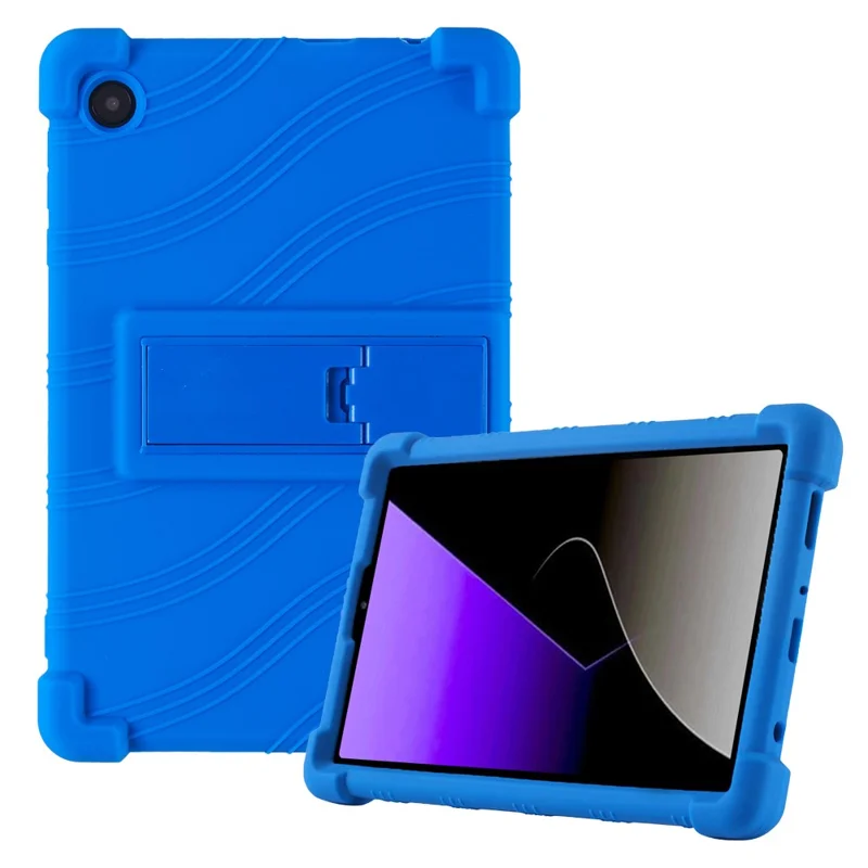 For Samsung Galaxy Tab A11 Case Adjustable Kickstand Silicone Tablet Protective Cover - Dark Blue