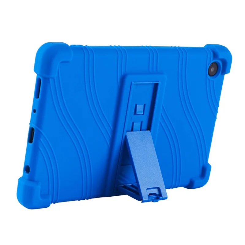 For Samsung Galaxy Tab A11 Case Adjustable Kickstand Silicone Tablet Protective Cover - Dark Blue