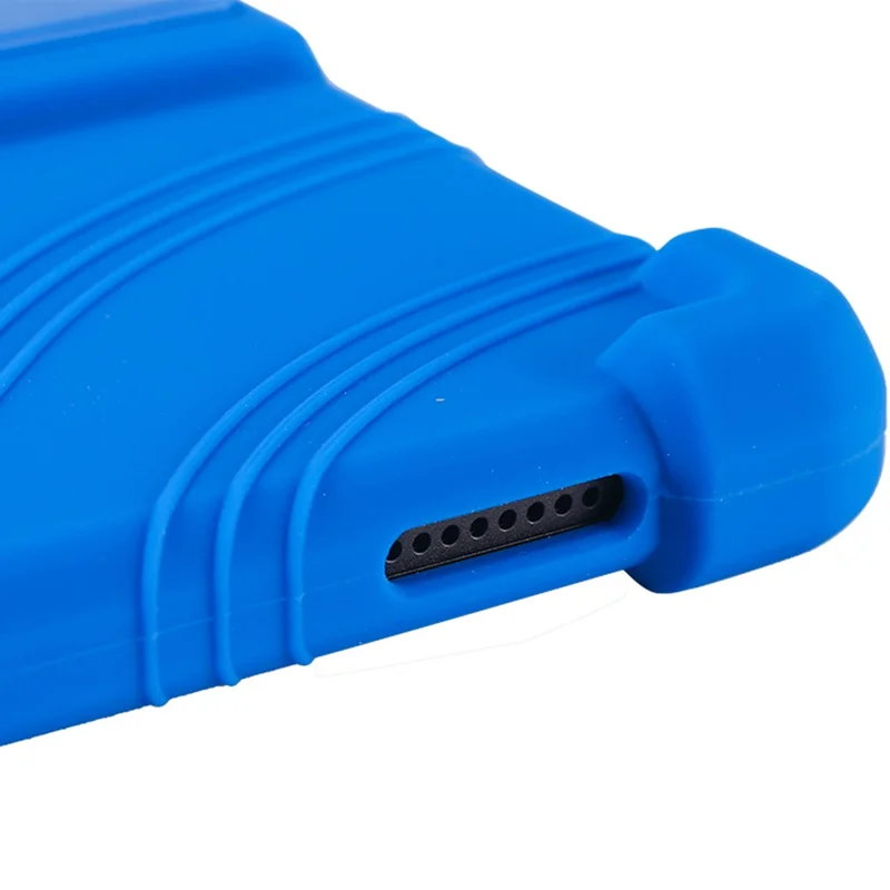 For Samsung Galaxy Tab A11 Case Adjustable Kickstand Silicone Tablet Protective Cover - Dark Blue