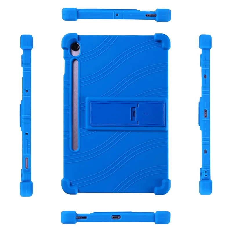 For Samsung Galaxy Tab S10 Lite Case Adjustable Kickstand Silicone Tablet Protective Cover - Dark Blue