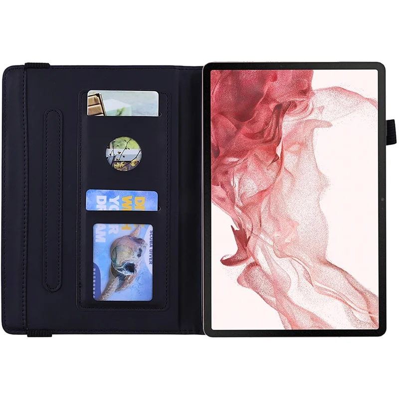 For Samsung Galaxy Tab S11 Ultra Tablet Case Kortoplager Læderdækning Blomstermønster - Sort