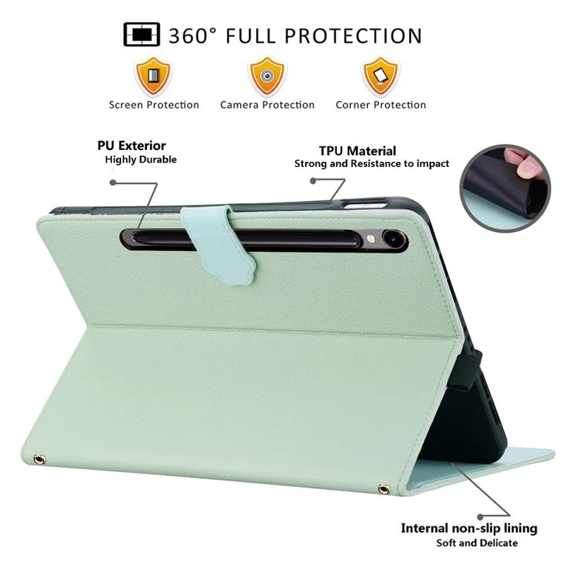 For Samsung Galaxy Tab S11 Ultra Wallet Case Leather Stand Table Cover with Stylus Holder, 3D Effect Cat Pattern - Green