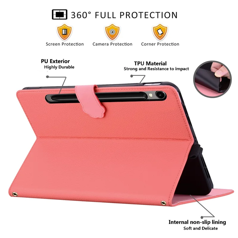 For Samsung Galaxy Tab S11 Ultra Wallet Case Leather Stand Tablet Cover with Stylus Holder, 3D Effect Cat Pattern - Watermelon Red