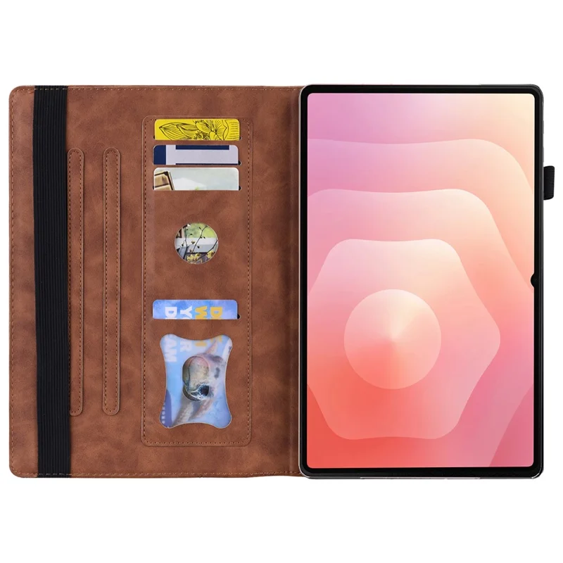 For Samsung Galaxy Tab S11 Ultra Case PU Leather Protective Folio Tablet Cover with Card Holder - Brown