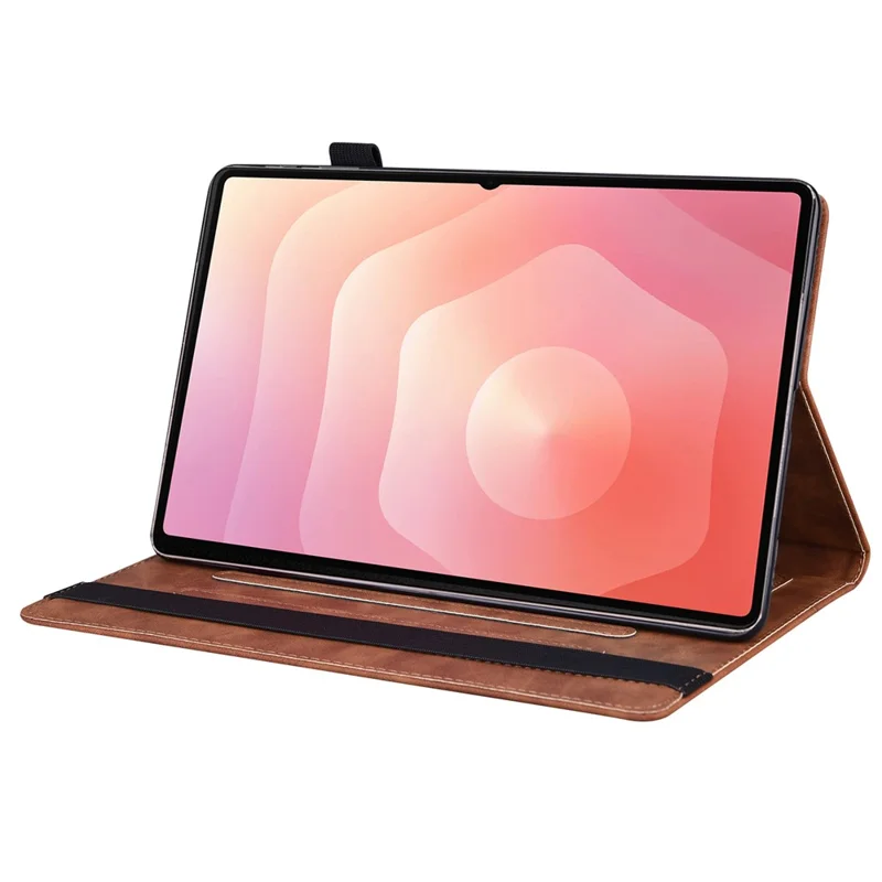 For Samsung Galaxy Tab S11 Ultra Case PU Leather Protective Folio Tablet Cover with Card Holder - Brown