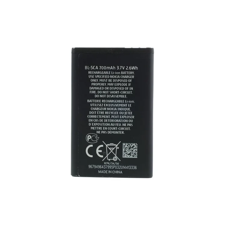 para nokia 1110 / 1111 / 1112 / 1200 / 2310 3,7v 700mah montagem de bateria de polímero de íons de li 700mah (encodes: bl-5ca) (sem logotipo)