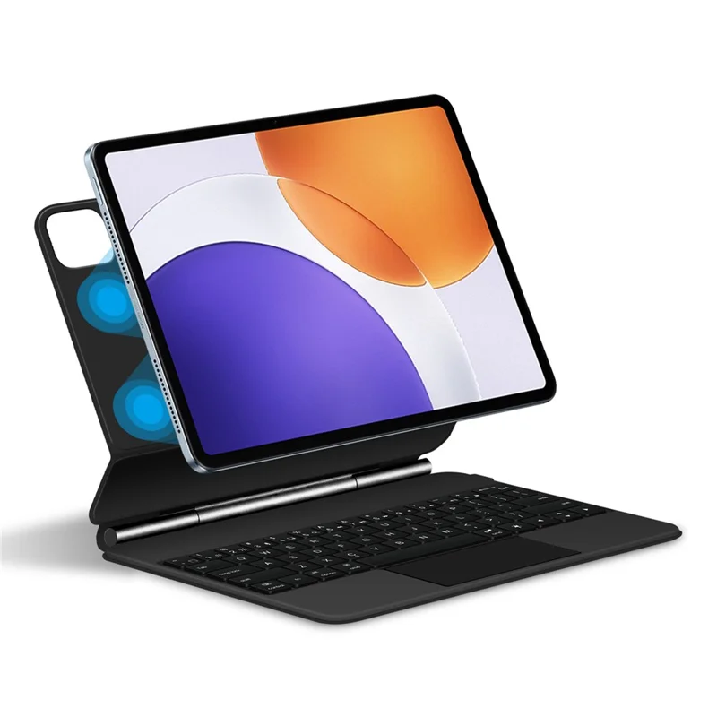 For Xiaomi Pad 7S Pro 12.5 Magnetic Floating Bluetooth-Compatible Keyboard (English) + Leather Tablet Case - Black