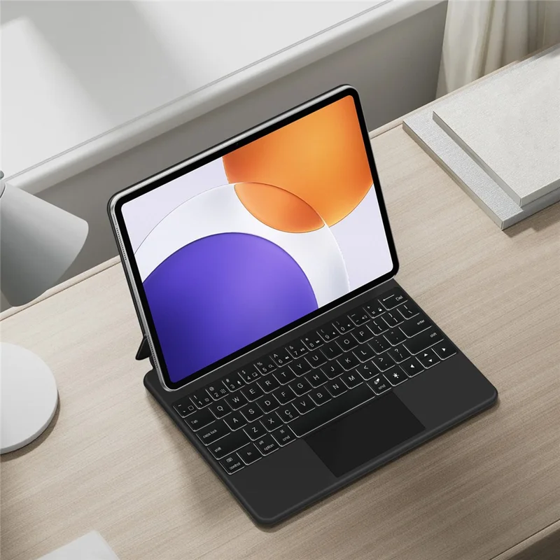 For Xiaomi Pad 7S Pro 12.5 Magnetic Floating Bluetooth-Compatible Keyboard (English) + Leather Tablet Case - Black