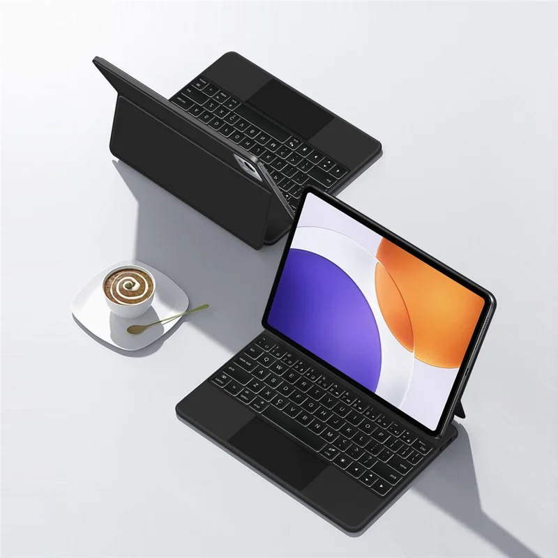 For Xiaomi Pad 7S Pro 12.5 Magnetic Floating Bluetooth-Compatible Keyboard (English) + Leather Tablet Case - Black