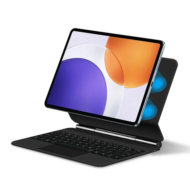 For Xiaomi Pad 7S Pro 12.5 Magnetic Floating Bluetooth-Compatible Keyboard (English) + Leather Tablet Case - Black
