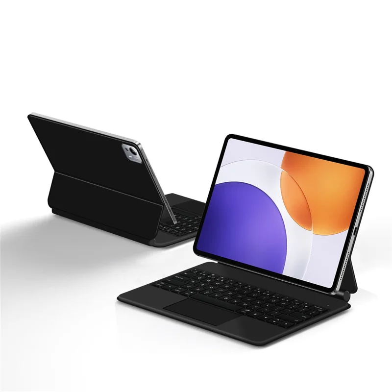 For Xiaomi Pad 7S Pro 12.5 Magnetic Floating Bluetooth-Compatible Keyboard (English) + Leather Tablet Case - Black