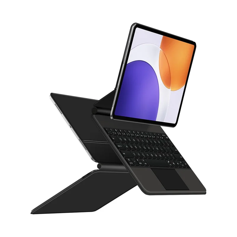 For Xiaomi Pad 7S Pro 12.5 Magnetic Floating Bluetooth-Compatible Keyboard (English) + Leather Tablet Case - Black