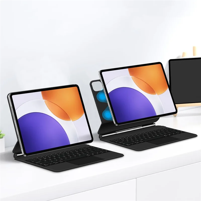 For Xiaomi Pad 7S Pro 12.5 Magnetic Floating Bluetooth-Compatible Keyboard (English) + Leather Tablet Case - Black