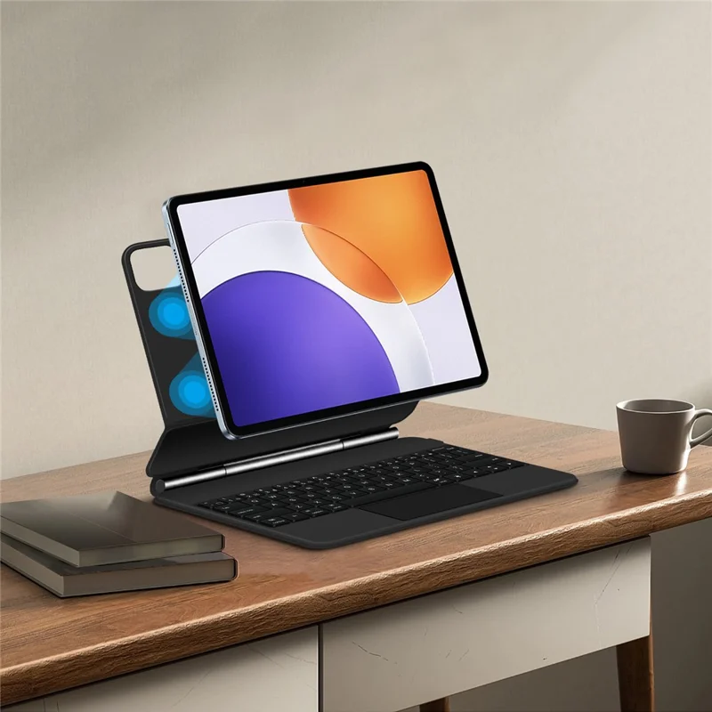 For Xiaomi Pad 7S Pro 12.5 Magnetic Floating Bluetooth-Compatible Keyboard (English) + Leather Tablet Case - Black