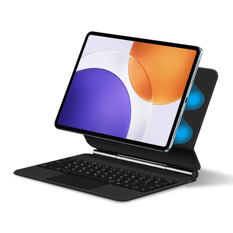 For Xiaomi Pad 7S Pro 12.5 Magnetic Floating Bluetooth-Compatible Keyboard (Russian) + Leather Tablet Case - Black