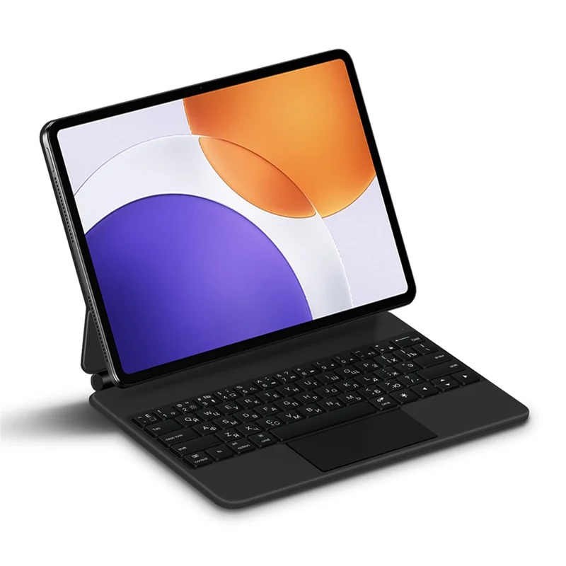 For Xiaomi Pad 7S Pro 12.5 Magnetic Floating Bluetooth-Compatible Keyboard (Russian) + Leather Tablet Case - Black