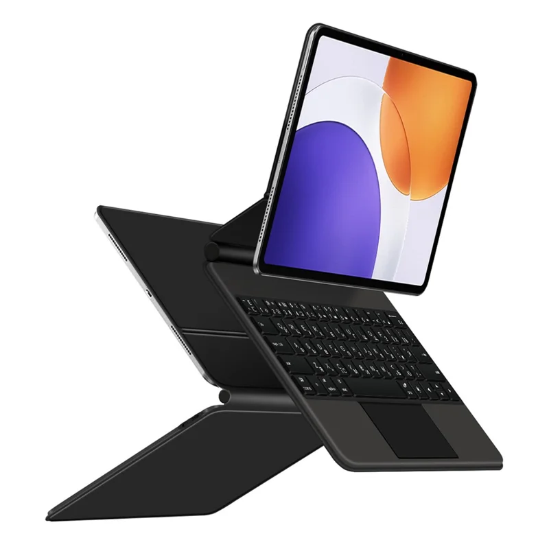 For Xiaomi Pad 7S Pro 12.5 Magnetic Floating Bluetooth-Compatible Keyboard (Russian) + Leather Tablet Case - Black