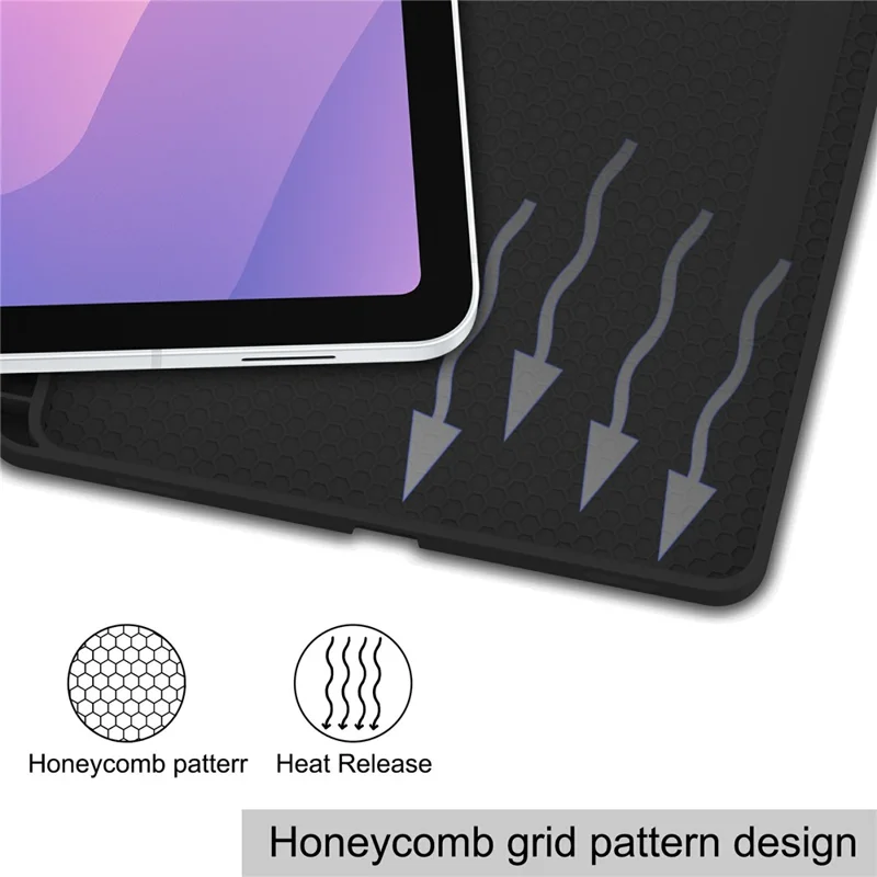 For Samsung Galaxy Tab S11 Case Trifold Stand Solid Color Leather Tablet Cover with Pen Slot - Black