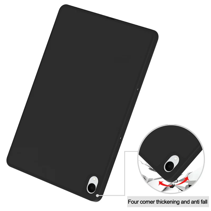 For Samsung Galaxy Tab S11 Case Trifold Stand Solid Color Leather Tablet Cover with Pen Slot - Black