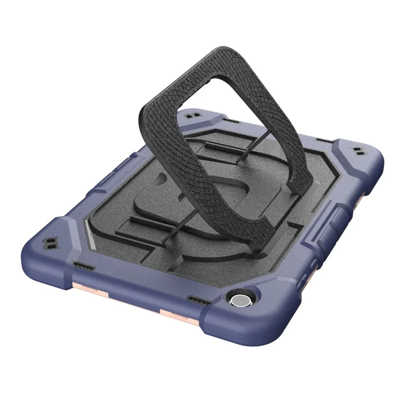 For Samsung Galaxy Tab A11+ Case Kickstand Silicone + PC Shockproof Protective Tablet Cover - Navy Blue + Black