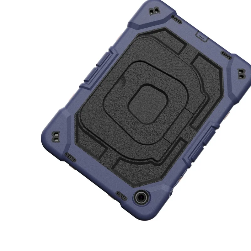 For Samsung Galaxy Tab A11+ Case Kickstand Silicone + PC Shockproof Protective Tablet Cover - Navy Blue + Black