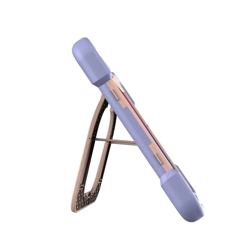 For Samsung Galaxy Tab A11 Case Kickstand Silicone + PC Shockproof Protective Tablet Cover - Purple + Rose Gold