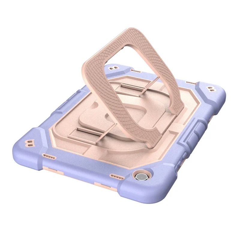 For Samsung Galaxy Tab A11 Case Kickstand Silicone + PC Shockproof Protective Tablet Cover - Purple + Rose Gold