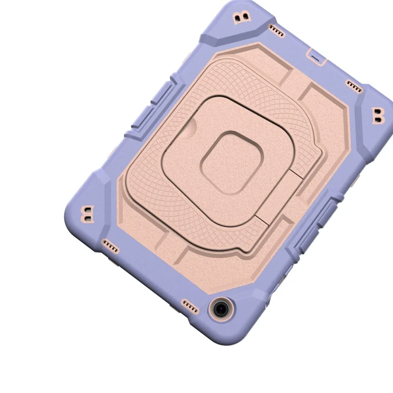 For Samsung Galaxy Tab A11 Case Kickstand Silicone + PC Shockproof Protective Tablet Cover - Purple + Rose Gold