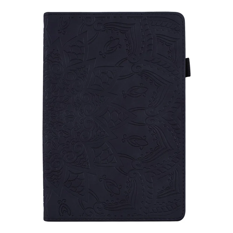 For Samsung Galaxy Tab S10 Ultra / S9 Ultra / S8 Ultra Tablet Case Card Slots Leather Cover Flower Pattern - Black