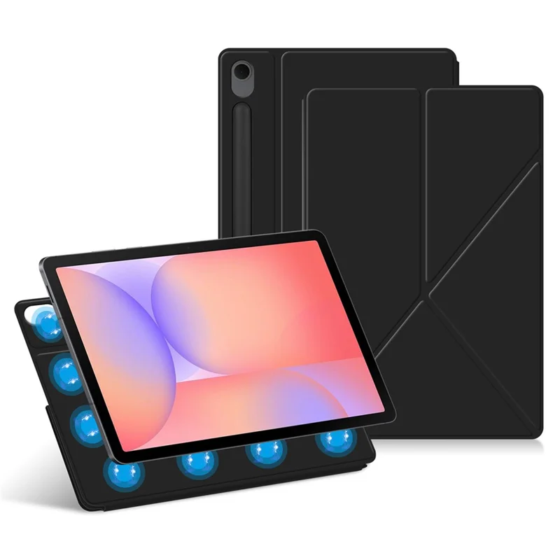 For Samsung Galaxy Tab S10 Lite Leather Case Origami Stand Magnetic Tablet Cover Auto Wake  /  Sleep - Black