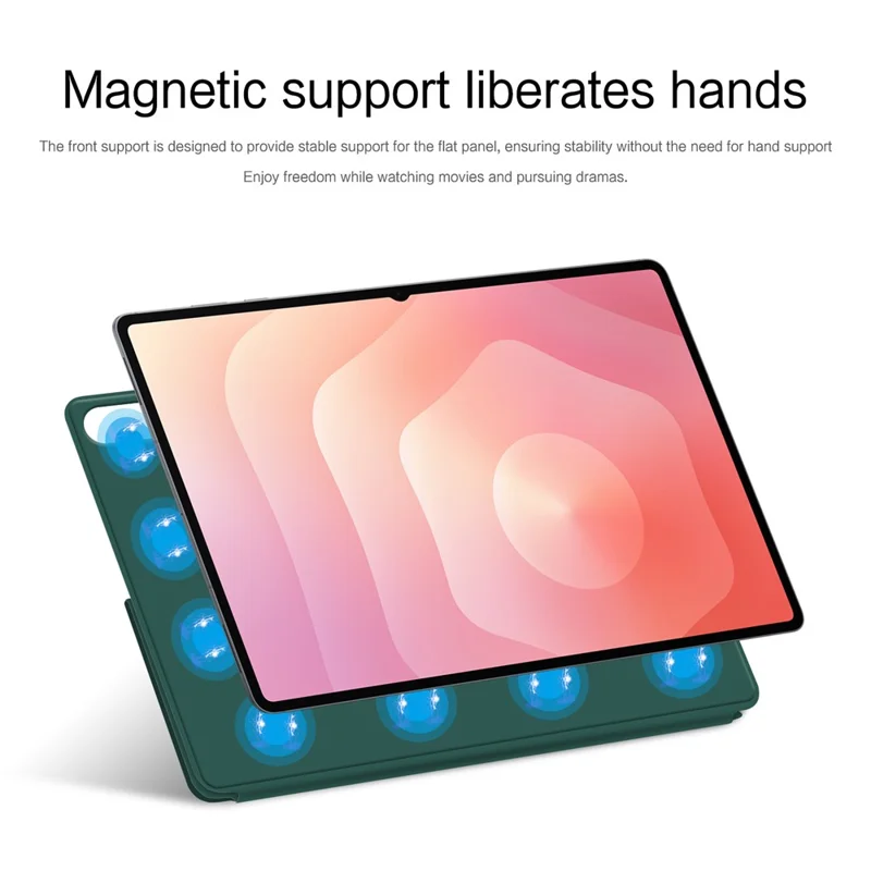 For Samsung Galaxy Tab S11 Ultra Leather Case Origami Stand Magnetic Tablet Cover Auto Wake  /  Sleep - Green