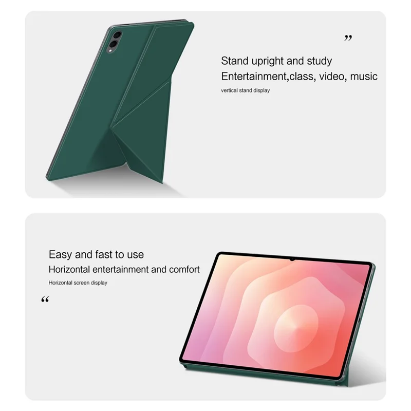 For Samsung Galaxy Tab S11 Ultra Leather Case Origami Stand Magnetic Tablet Cover Auto Wake  /  Sleep - Green