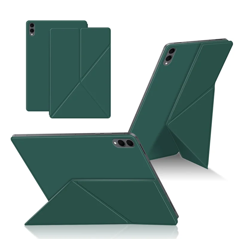 For Samsung Galaxy Tab S11 Ultra Leather Case Origami Stand Magnetic Tablet Cover Auto Wake  /  Sleep - Green