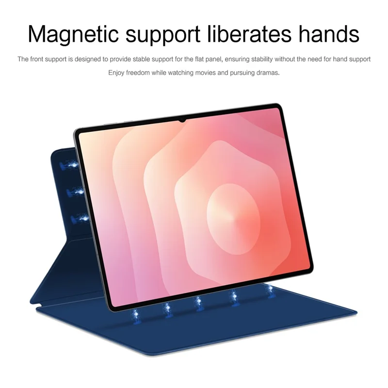 For Samsung Galaxy Tab S11 Ultra Case Stand Magnetic Leather Tablet Cover with Auto Sleep / Wake - Blue