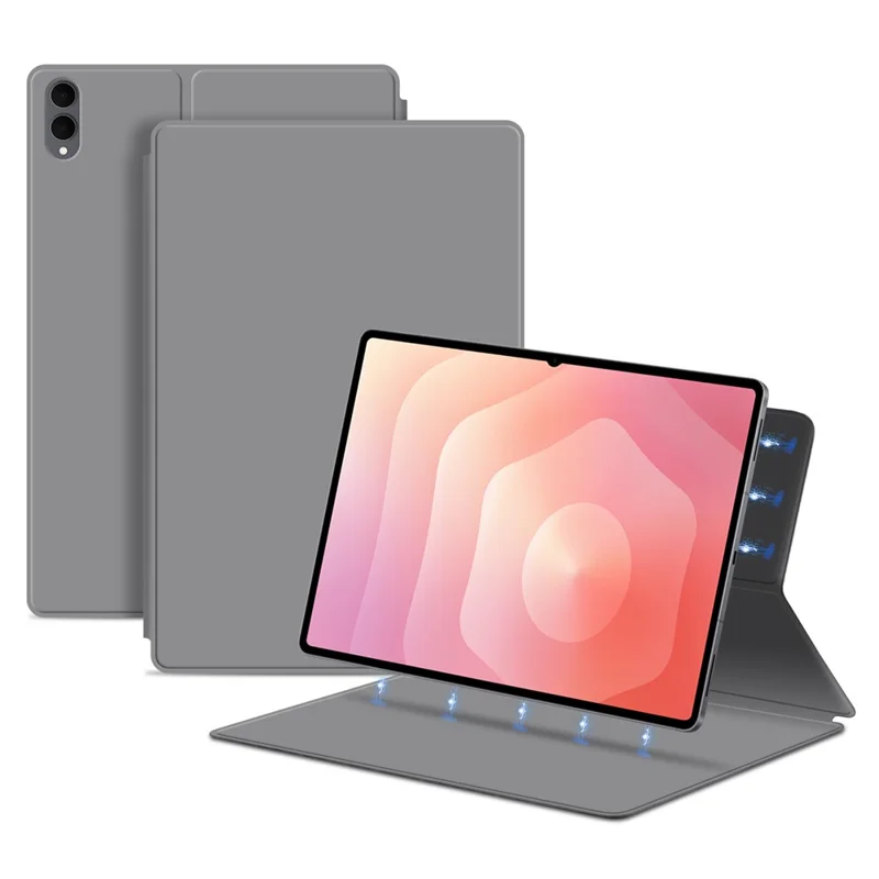 For Samsung Galaxy Tab S11 Ultra Case Stand Magnetic Leather Tablet Cover with Auto Sleep / Wake - Grey