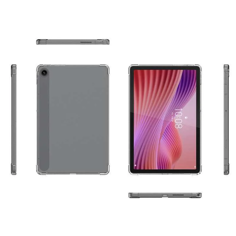 For Lenovo Tab 10.1 (2025) Case TPU Drop-Resistant Clear Tablet Cover + Tempered Glass Screen Film