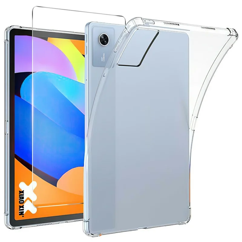 For Lenovo Tab M11 Case TPU Drop-Resistant Clear Tablet Cover + Tempered Glass Screen Film