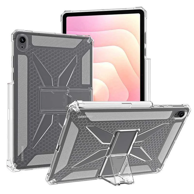 For Samsung Galaxy Tab S11 Clear Case Kickstand Shockproof TPU + PC Tablet Cover with Pen Slot