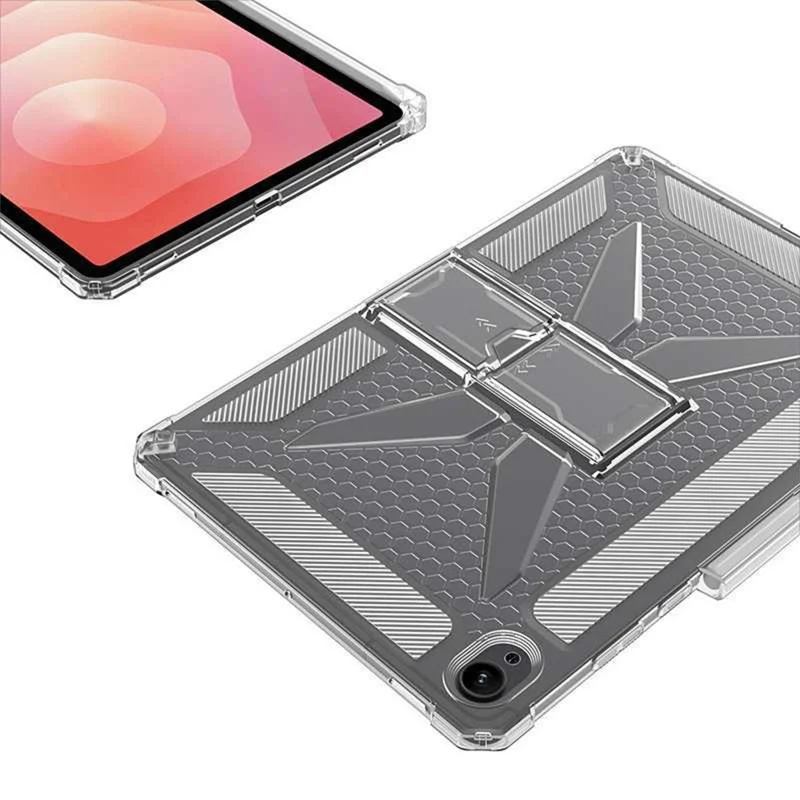 For Samsung Galaxy Tab S11 Clear Case Kickstand Shockproof TPU + PC Tablet Cover with Pen Slot