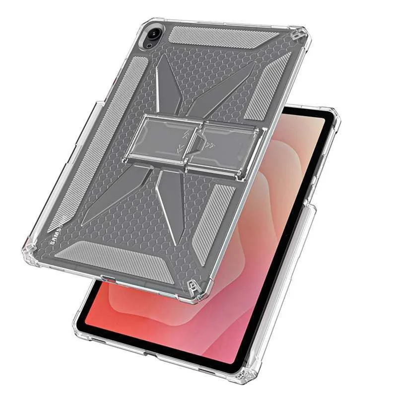 For Samsung Galaxy Tab S11 Clear Case Kickstand Shockproof TPU + PC Tablet Cover with Pen Slot