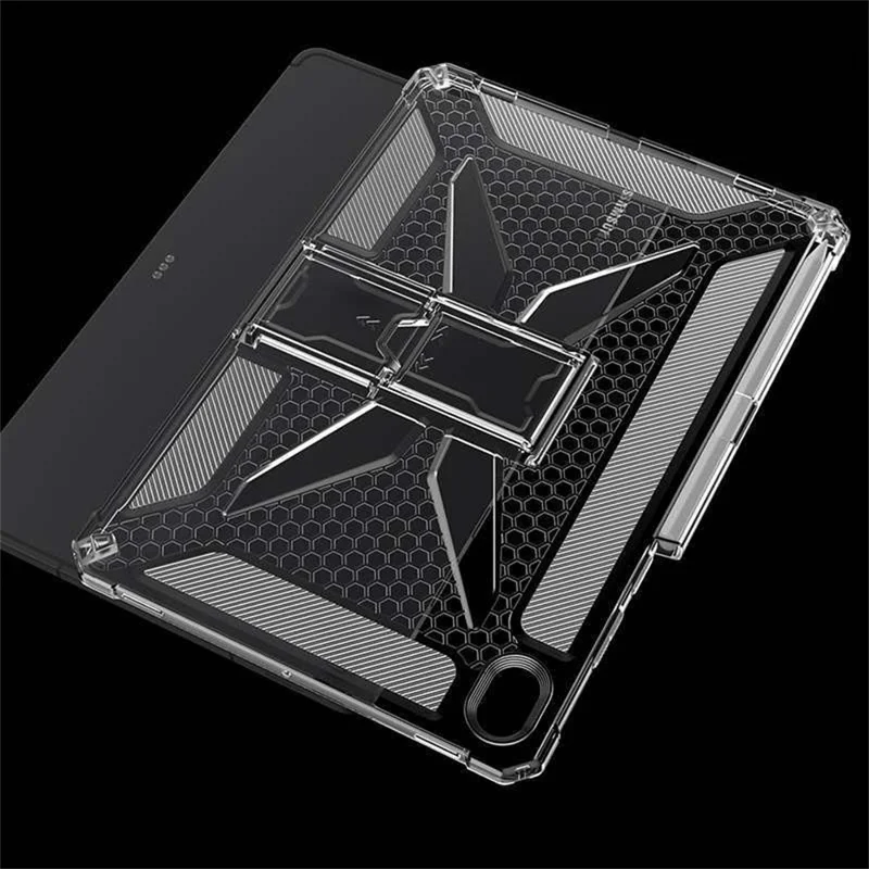For Samsung Galaxy Tab S11 Clear Case Kickstand Shockproof TPU + PC Tablet Cover with Pen Slot
