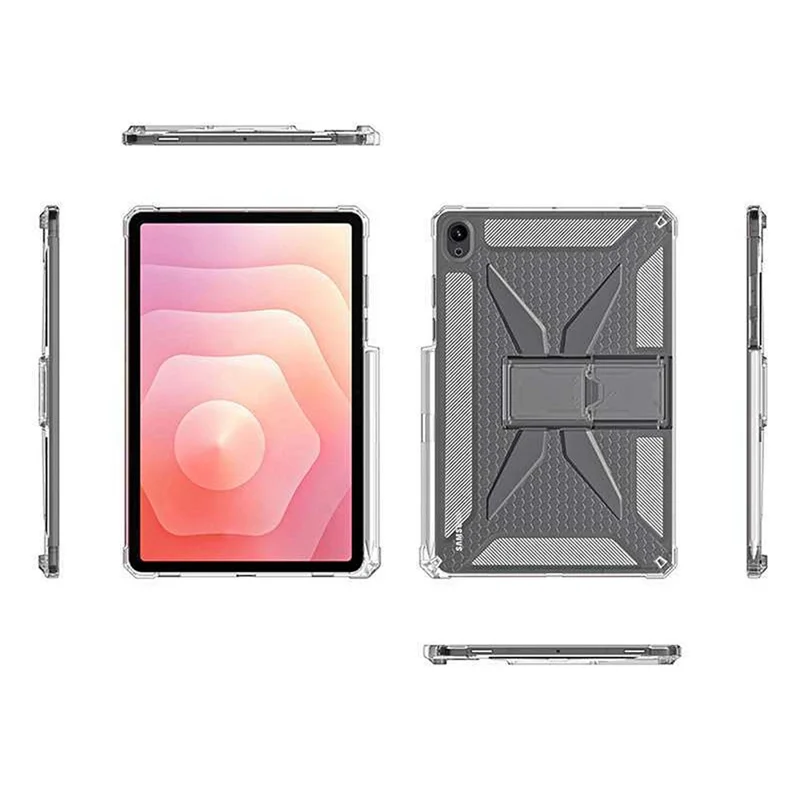 For Samsung Galaxy Tab S11 Clear Case Kickstand Shockproof TPU + PC Tablet Cover with Pen Slot