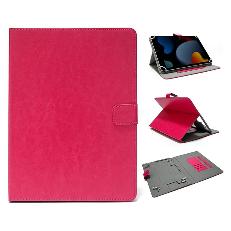 For 9 - 10 Inch Tablets Case with Stand Card Holder Universal Hook Design Leather Cover - Red