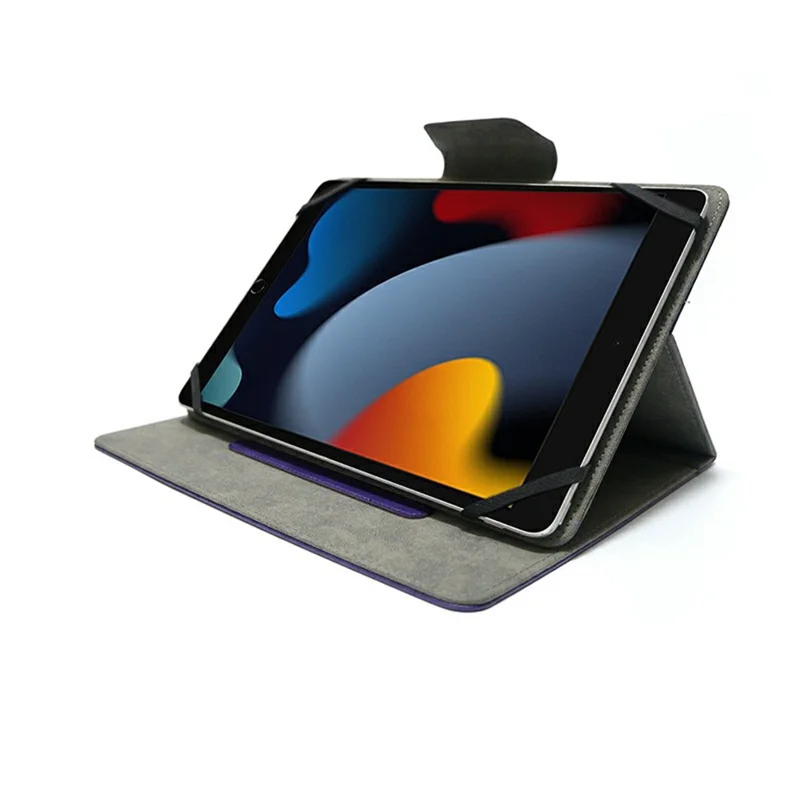 For 9 - 10 Inch Tablets Case with Stand Card Holder Universal Silicone Leather Cover - Purple