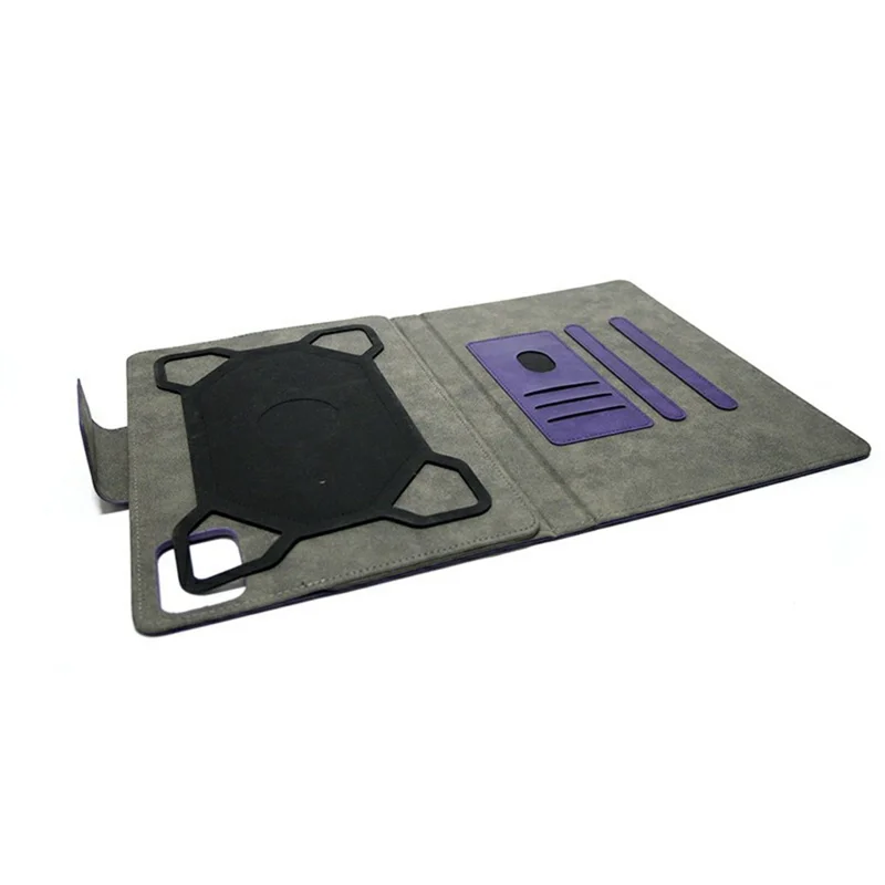 For 9 - 10 Inch Tablets Case with Stand Card Holder Universal Silicone Leather Cover - Purple