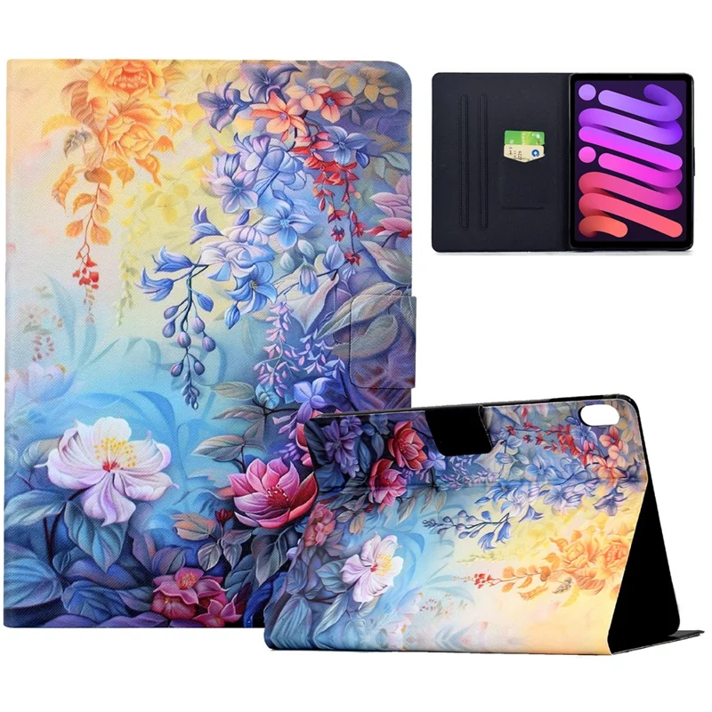 For iPad Mini (2024)  /  (2021) Case Colorful Pattern Painting Card Slots Stand Leather Tablet Cover with Auto Sleep  /  Wake - Blossom